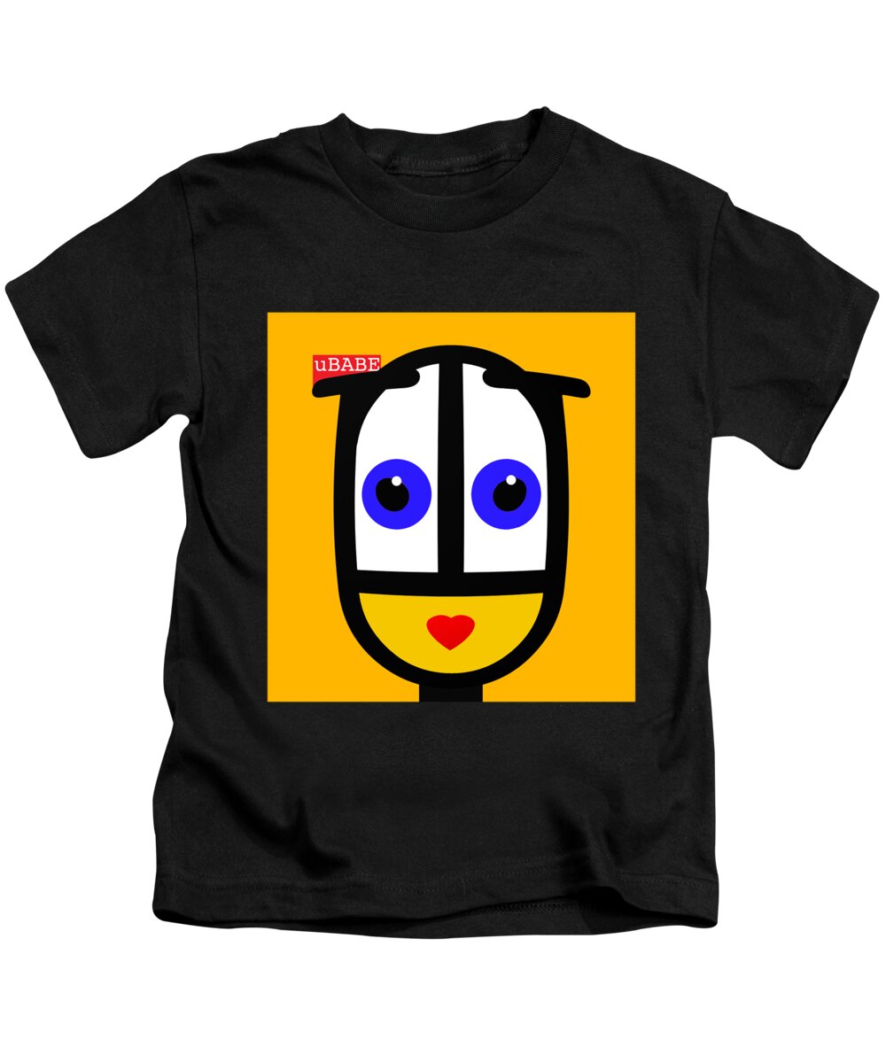 Ubabe Style Black Kids T-Shirt featuring the digital art Ubabe Sun by Ubabe Style