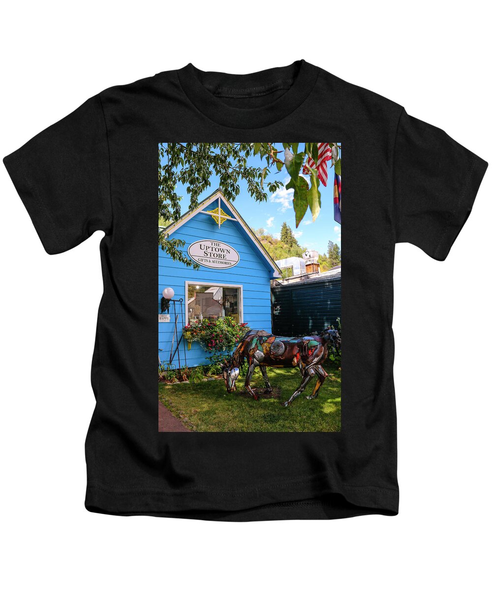 Store Kids T-Shirt featuring the photograph Uptown Store in Minturn Colorado by Ola Allen