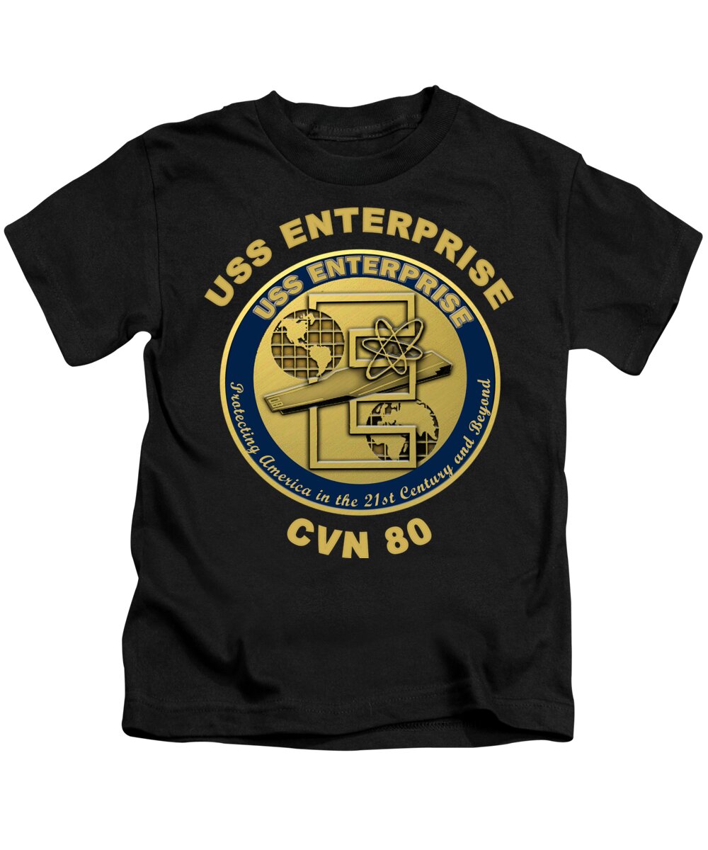 USS Enterprise CVN 80 Crest for Dark Colors Kids T-Shirt by Nikki Sandler -  Pixels