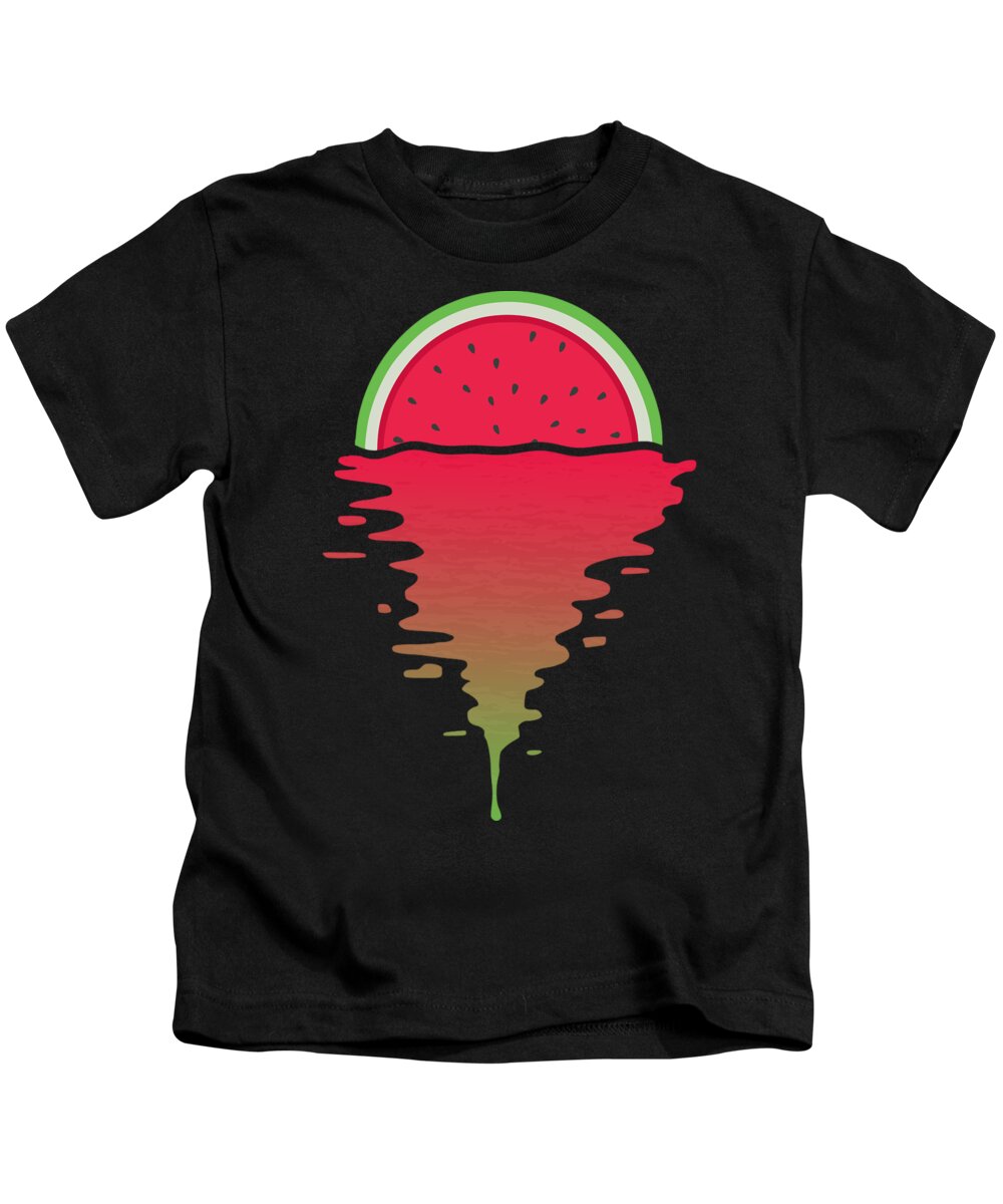 Watermelon Kids T-Shirt featuring the digital art Watermelon Sunset by Filip Schpindel