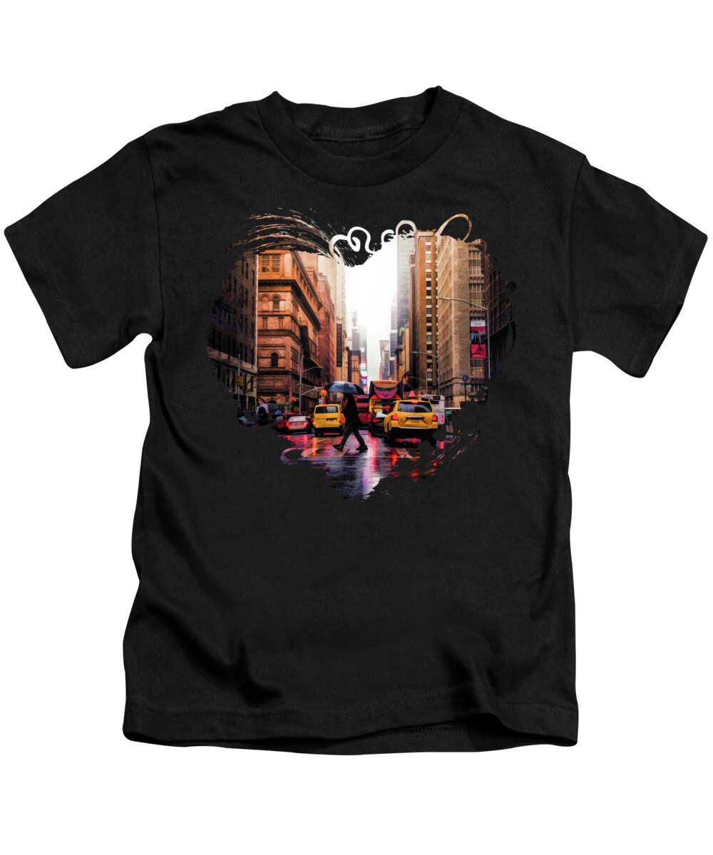 New York Kids T-Shirt featuring the painting Wet Streets of New York City by Christopher Arndt
