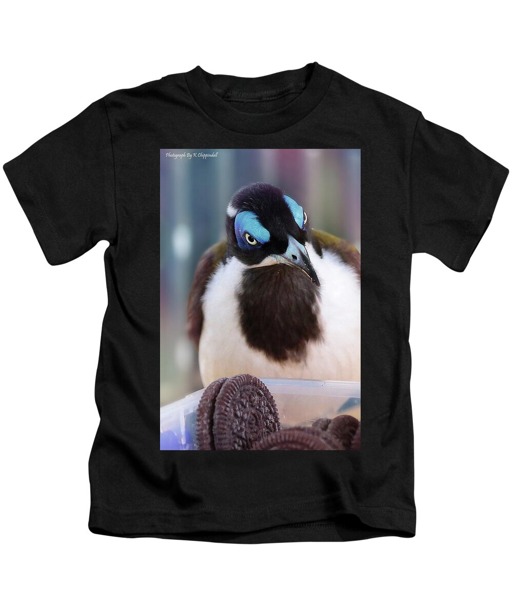 Blue Face Honey Eater Kids T-Shirt featuring the digital art Yum chocolate cookies 01 by Kevin Chippindall