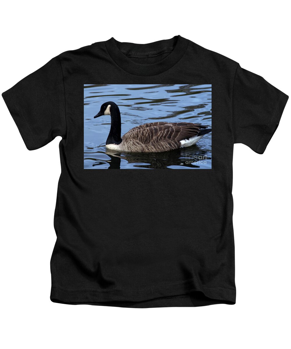 Canada Goose Kids T-Shirt featuring the photograph Canada Goose, Alkington Woods, Manchester, UK #1 by Pics By Tony