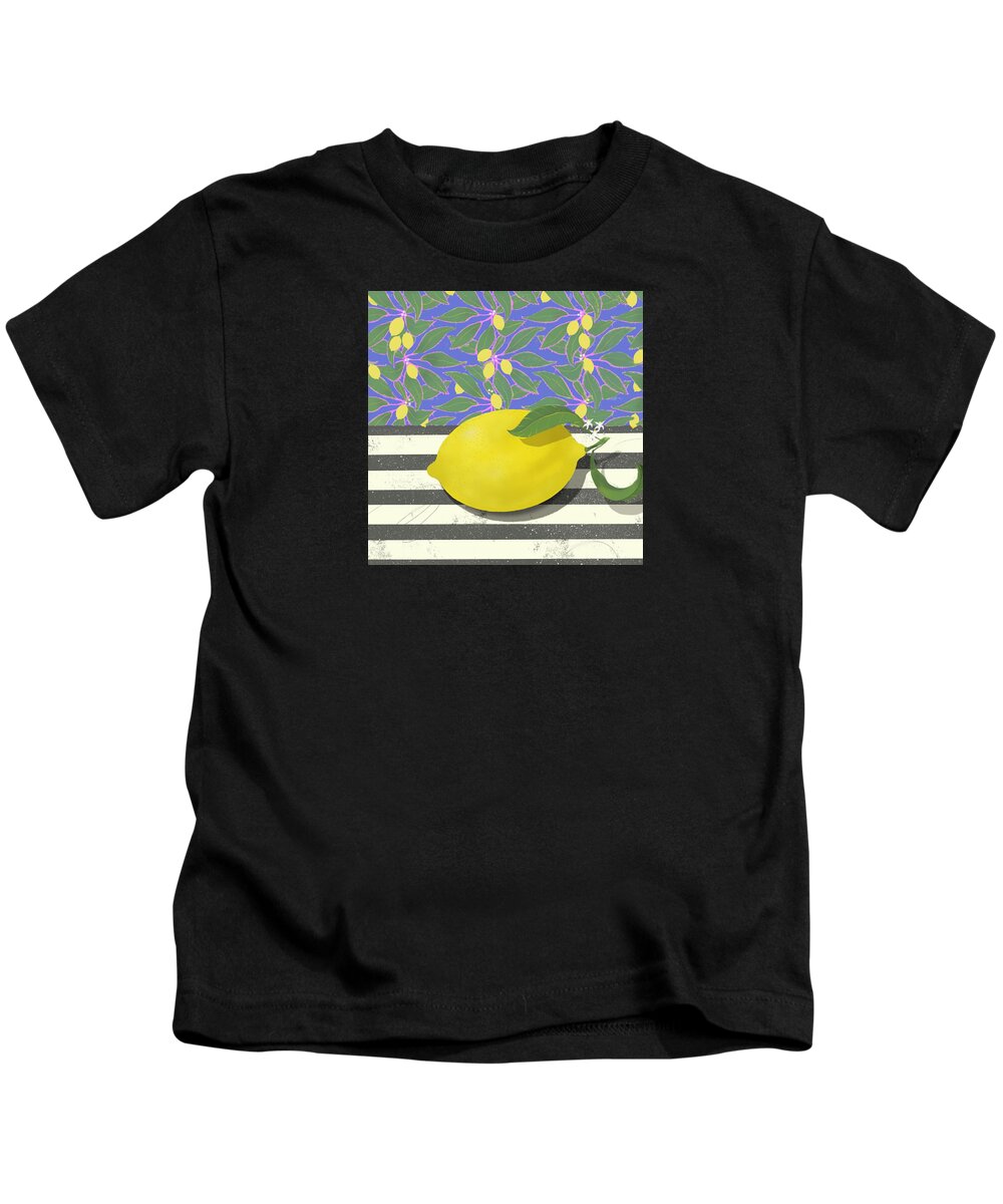 Lemon Kids T-Shirt featuring the digital art Citron #2 by Steve Hayhurst
