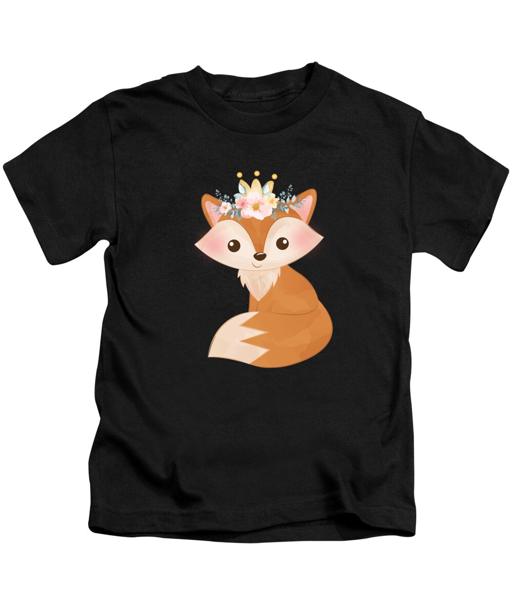 Cute cartoon fox with roses female fox gifts #1 Kids T-Shirt