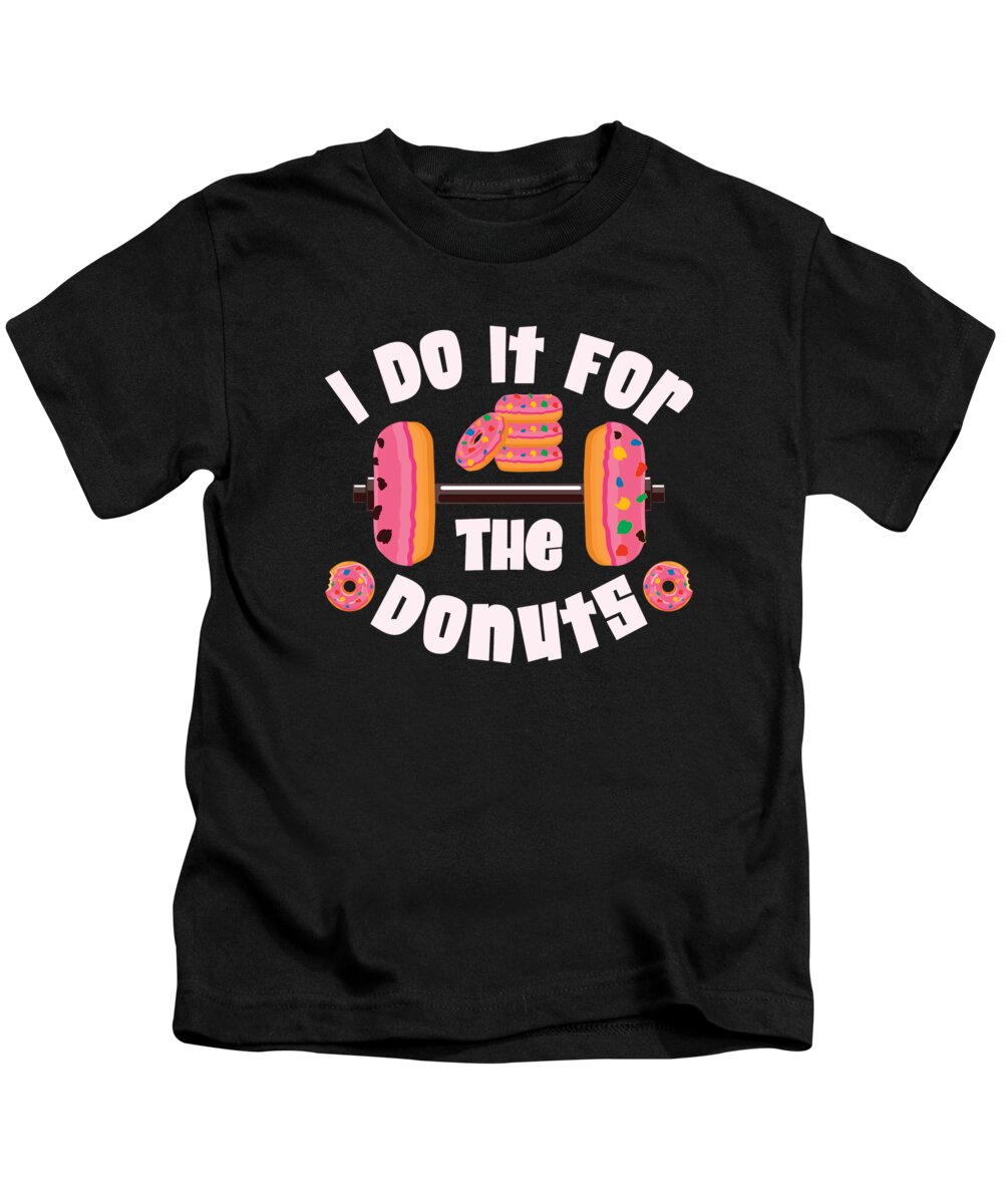 Donut Lovers Kids T-Shirt featuring the digital art Donut Lover Workout Foodie Donut #1 by Toms Tee Store