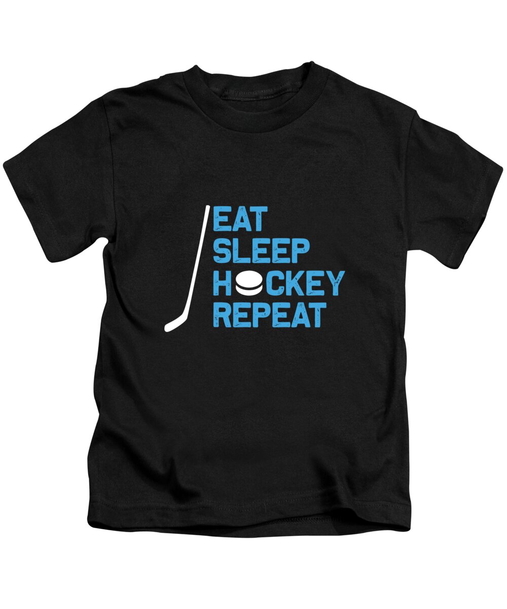 Ice Hockey Kids T-Shirt featuring the digital art Eat Sleep Hockey Repeat by Jacob Zelazny