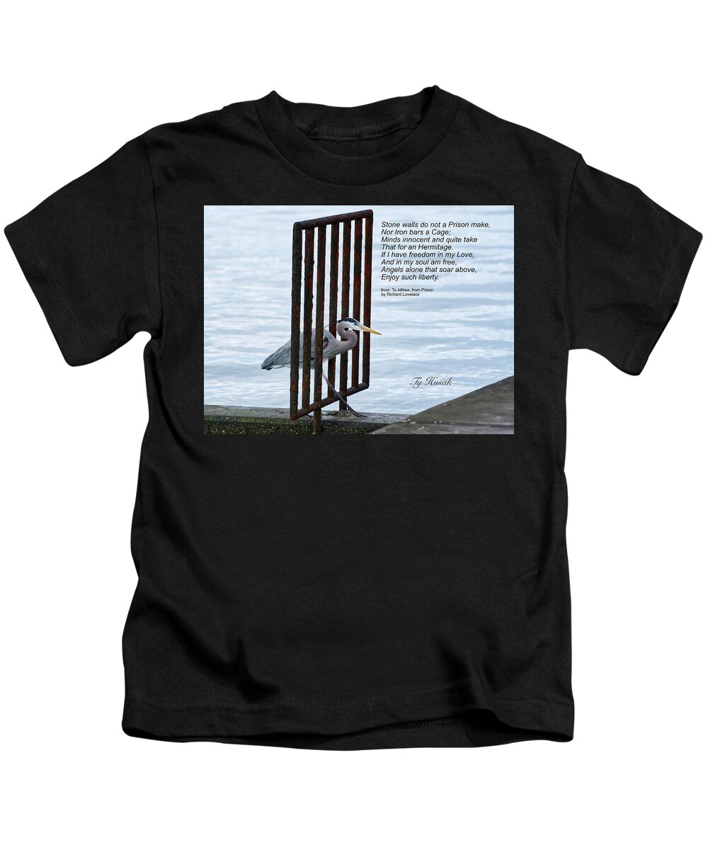 Great Blue Heron Kids T-Shirt featuring the photograph Great Blue Heron #1 by Ty Husak