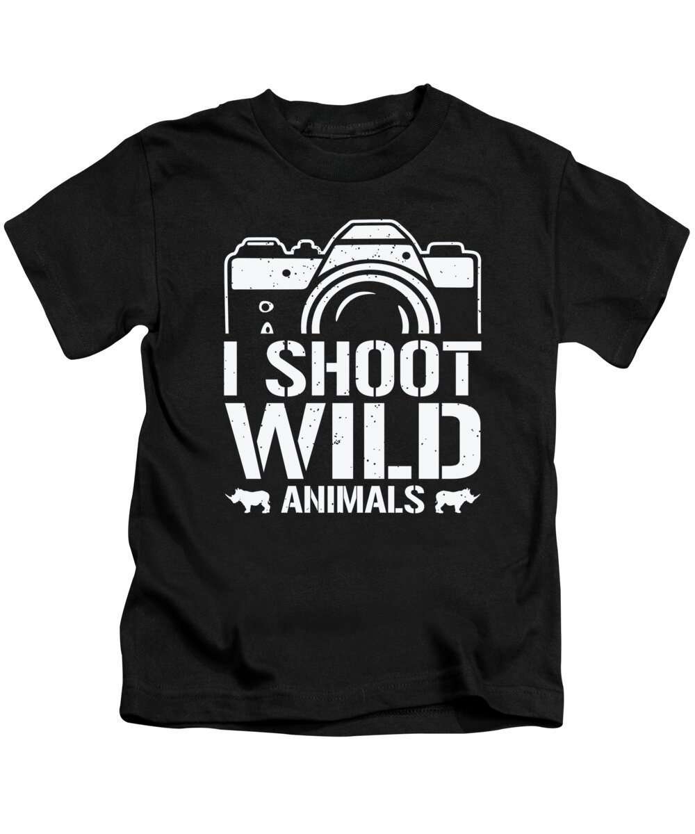 Wildlife Kids T-Shirt featuring the digital art I Shoot Wild Animals Wildlife Photographer #1 by Toms Tee Store