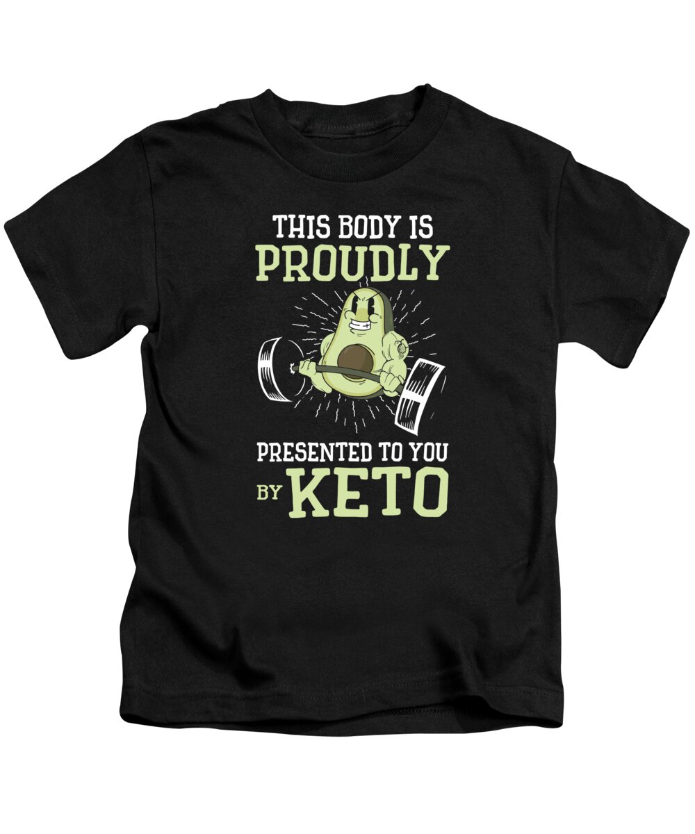 Keto Kids T-Shirt featuring the digital art Keto Diet Workout Nutritionist Avocado Fruit Dietitian #1 by Toms Tee Store
