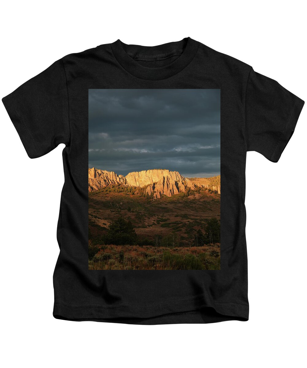 Mountain Kids T-Shirt featuring the photograph Light on the mountains by Go and Flow Photos