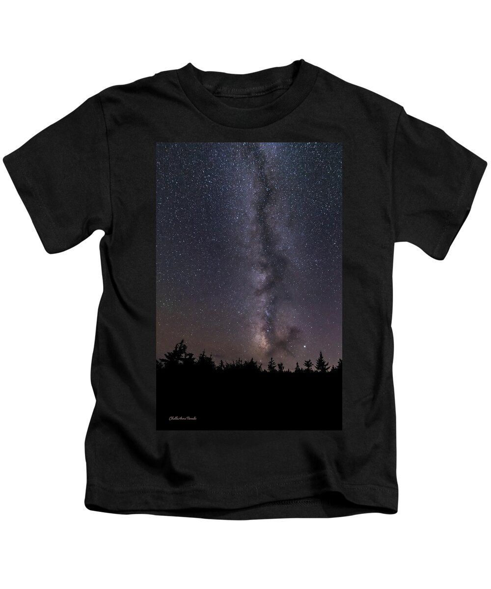  Kids T-Shirt featuring the photograph Milkyway over Acadia #1 by ChelleAnne Paradis