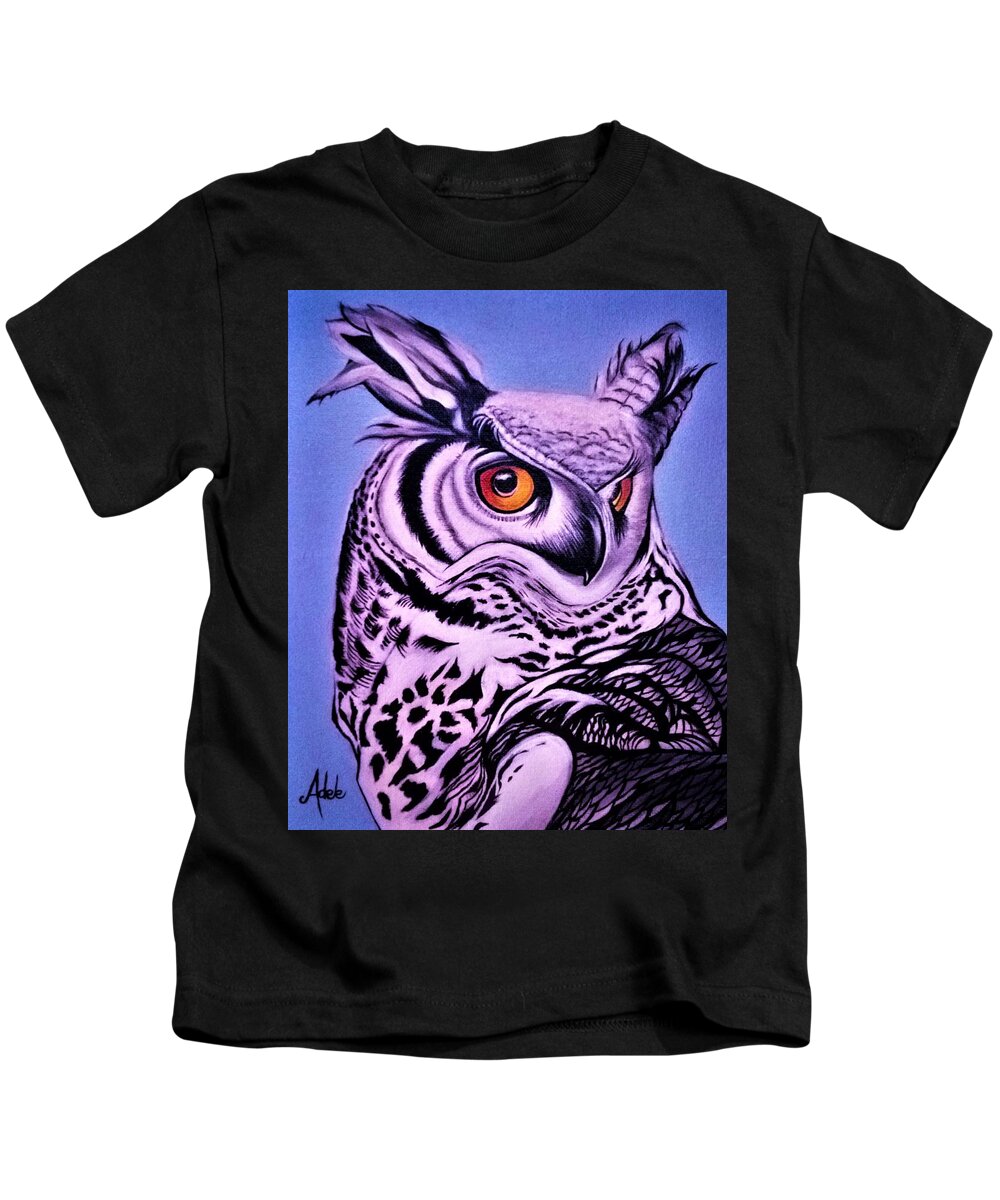 Owl Kids T-Shirt featuring the painting Ollie #1 by Adele Moscaritolo