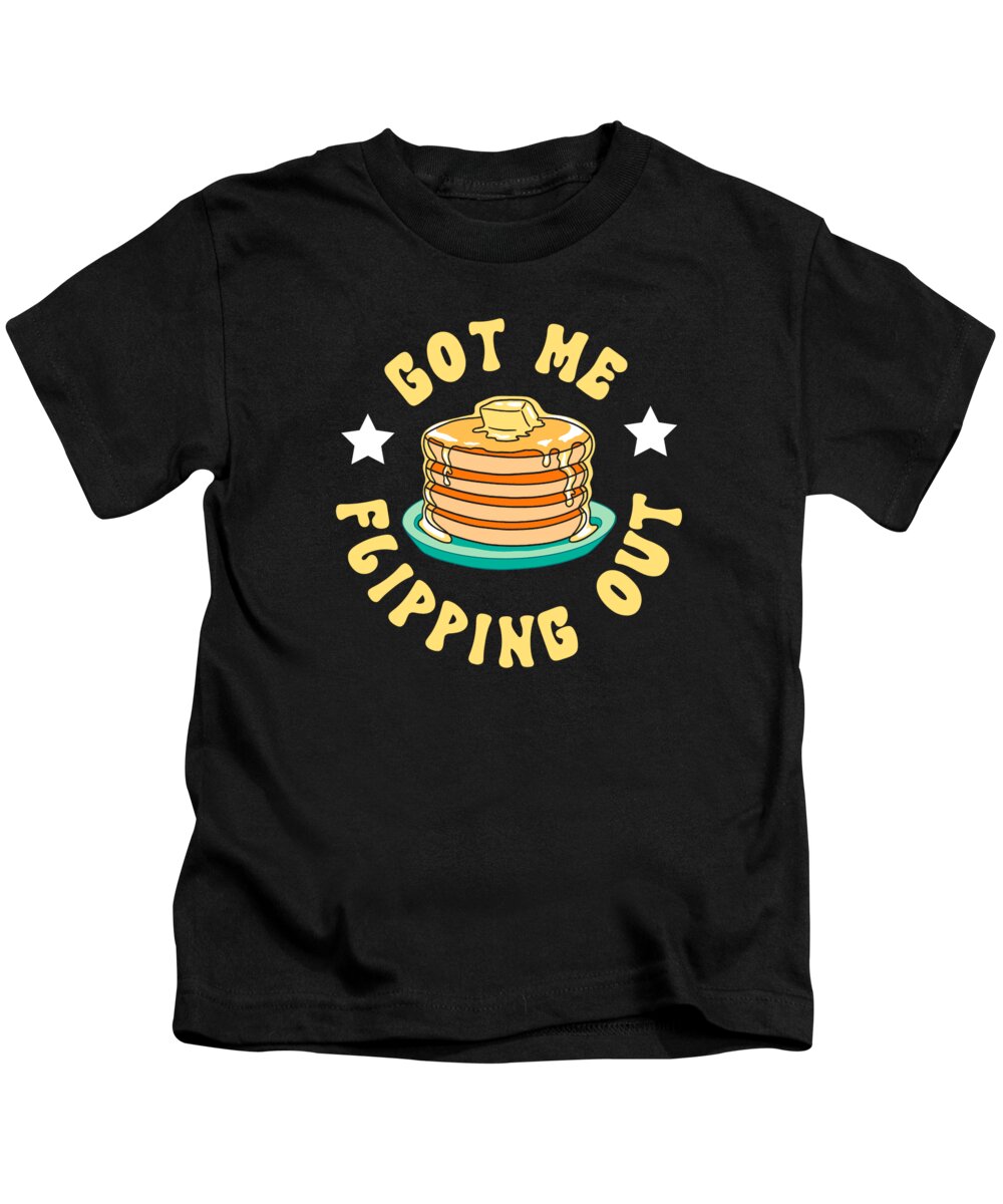 Pancake Kids T-Shirt featuring the digital art Pancake Maker Breakfast Pancake Day Pancakes Flipping #1 by Toms Tee Store