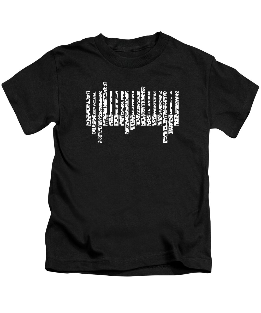 Piano Kids T-Shirt featuring the digital art Pianist Musician Piano Musical Instrument Notes #1 by Toms Tee Store