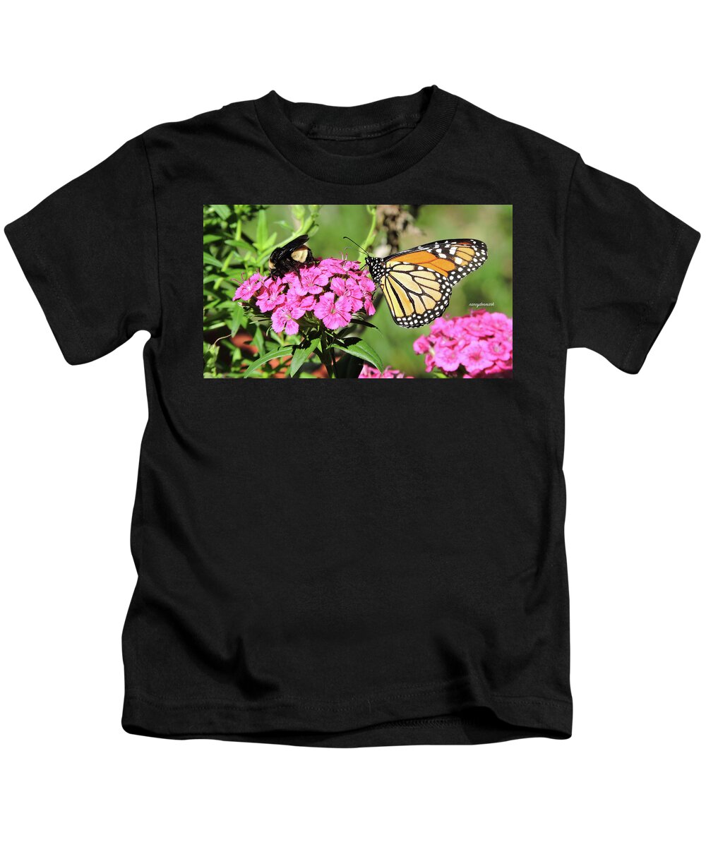 Monarch Kids T-Shirt featuring the photograph Pollinator Duo #2 by Nancy Denmark