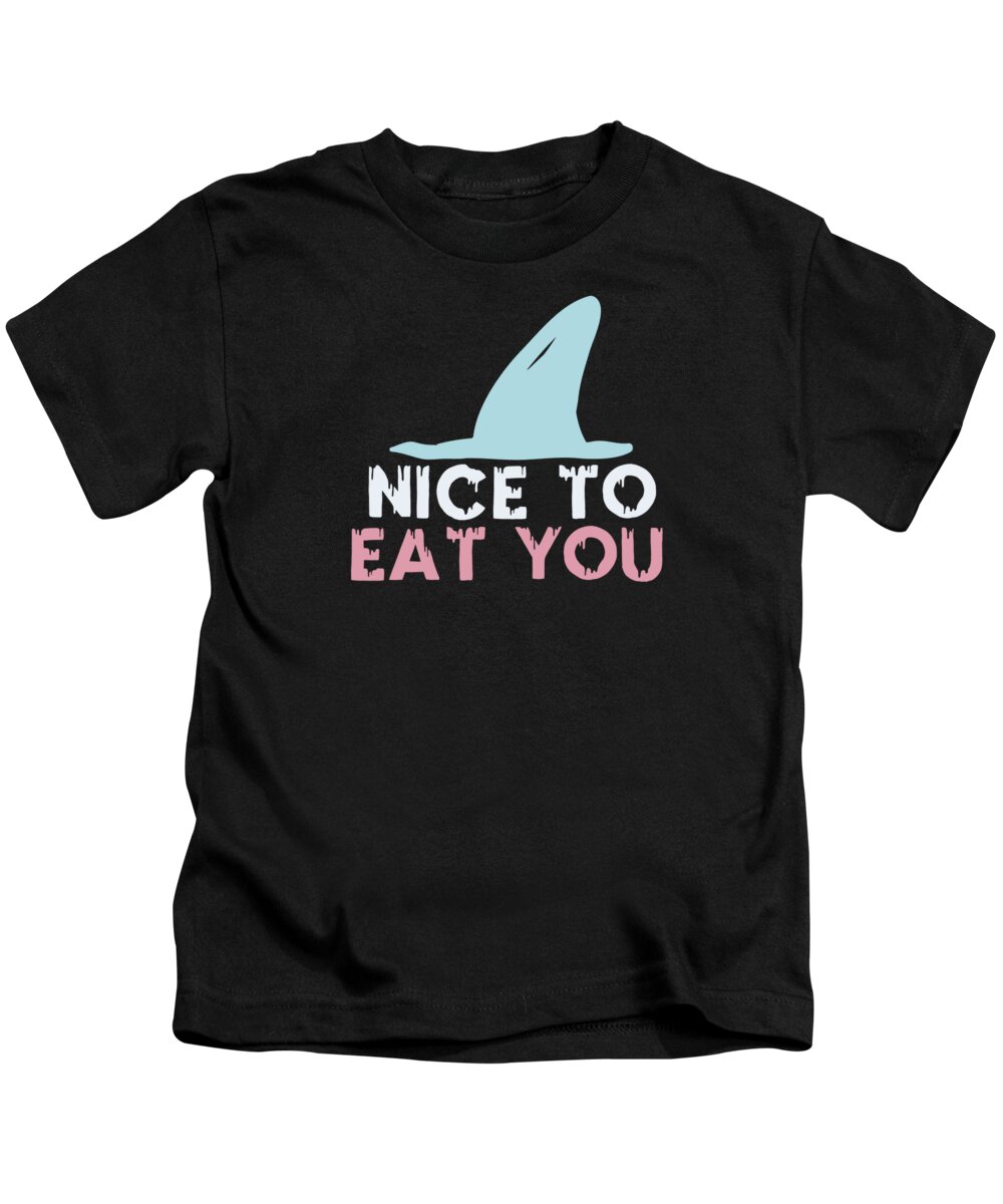 Hai Kids T-Shirt featuring the digital art Shark Pun Nice To Eat You #1 by Manuel Schmucker