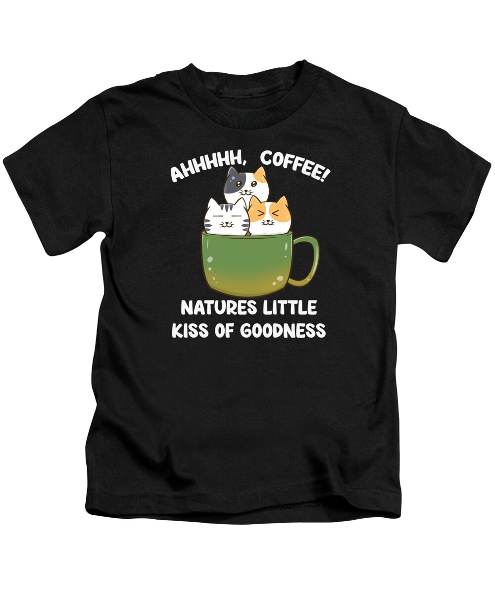 Cat And Coffee Kids T-Shirt featuring the digital art Cats and coffee cat lover coffee lover #10 by Toms Tee Store