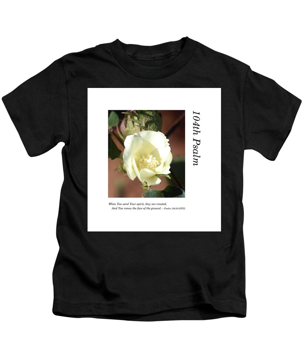 Richard E. Porter Kids T-Shirt featuring the photograph 104th Psalm-Cotton Bloom 3 by Richard Porter