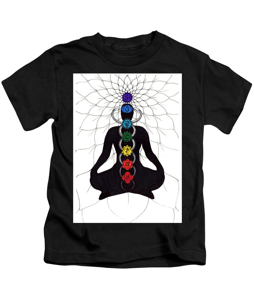 Kundalini Kids T-Shirt featuring the drawing 144,000 #144000 by Trevor Grassi