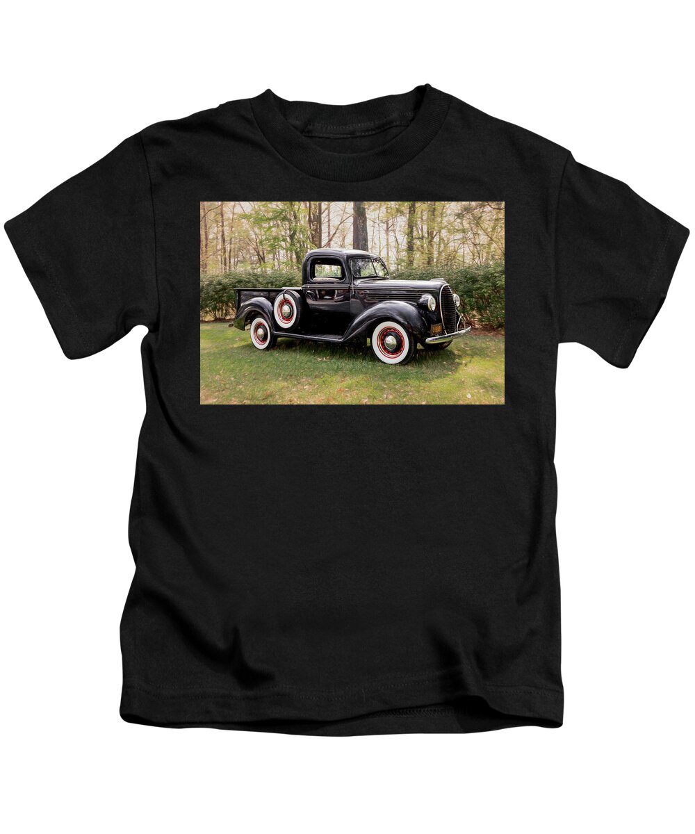 Vintage Kids T-Shirt featuring the digital art 1930s Ford Truck-2 by John Kirkland
