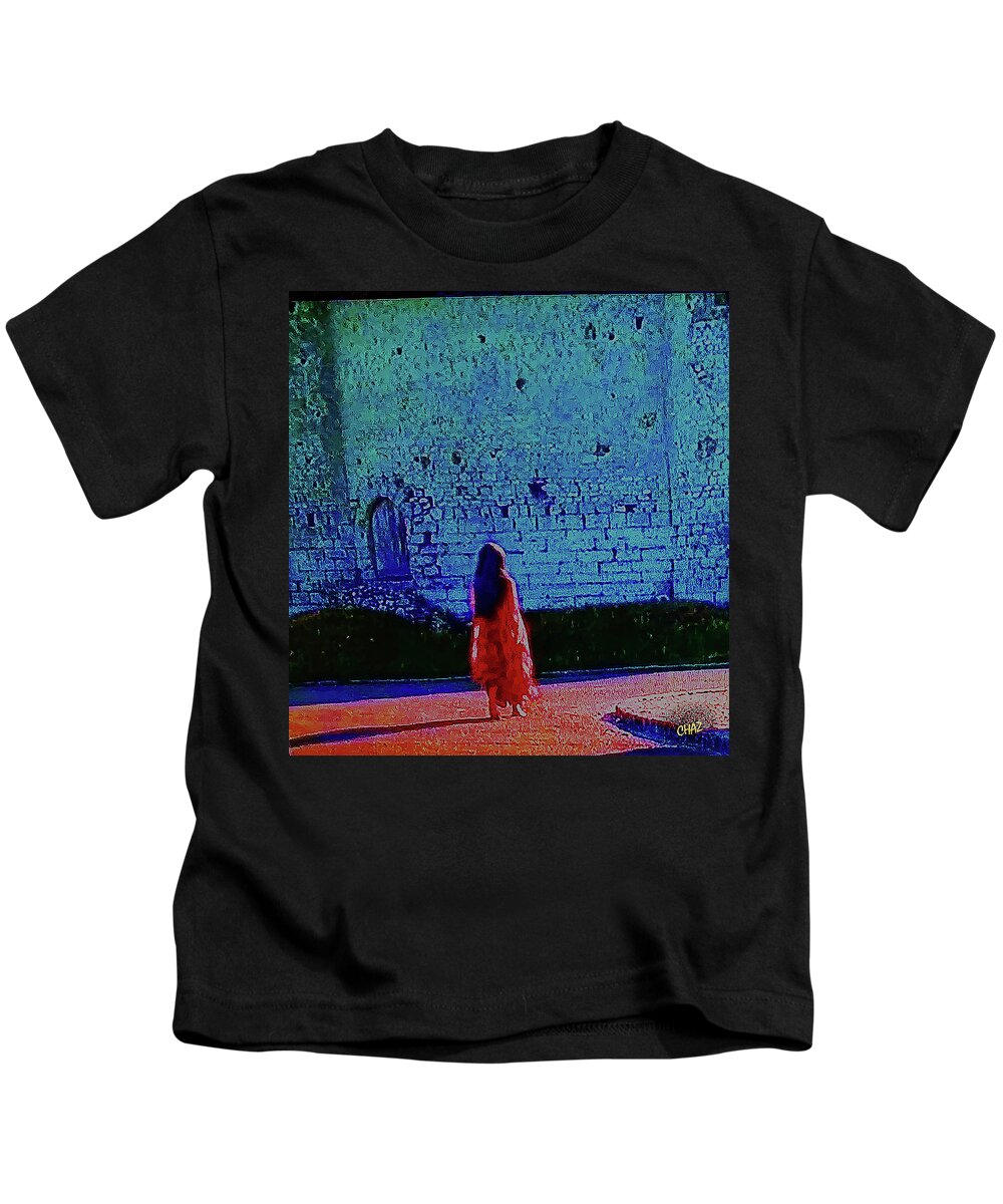 Woman Kids T-Shirt featuring the painting Alone 2 by CHAZ Daugherty