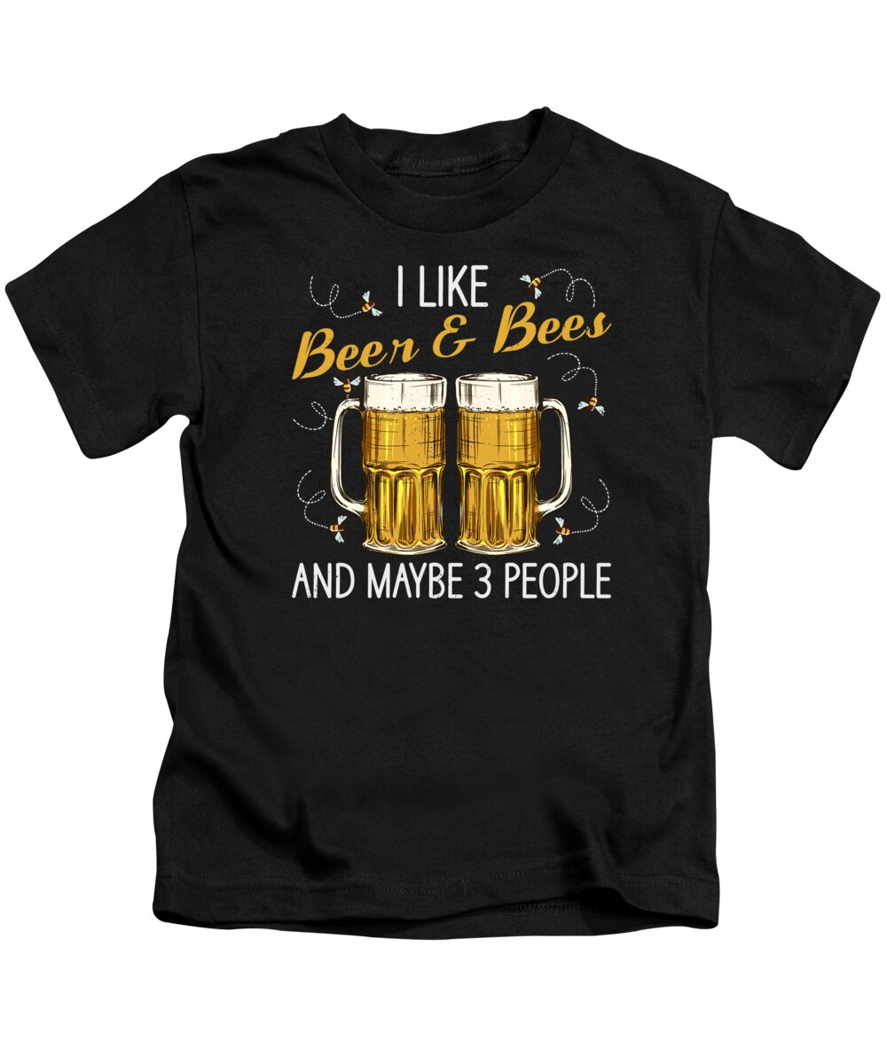 Beer Lover Kids T-Shirt featuring the digital art Beer Lover Bees Drinking Beers Pub Party #2 by Toms Tee Store