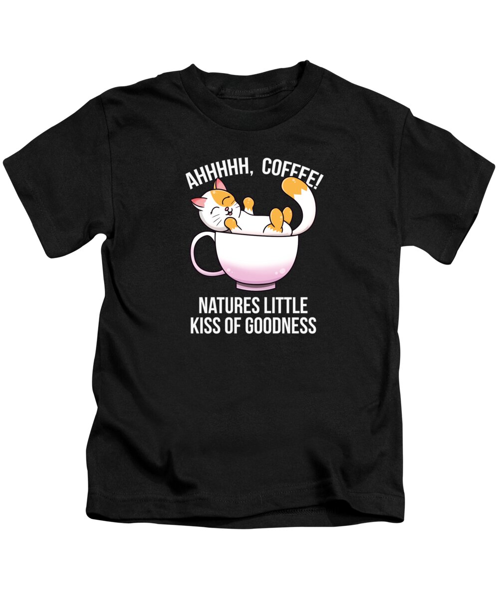 Cat And Coffee Kids T-Shirt featuring the digital art Cats and coffee cat lover coffee lover #2 by Toms Tee Store