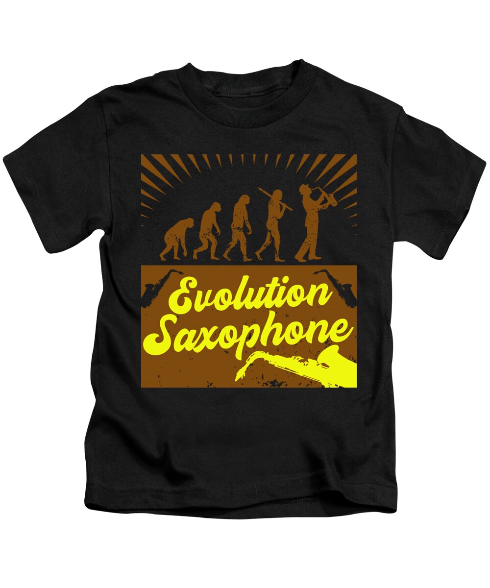 Music Kids T-Shirt featuring the digital art Evolution Saxophone #2 by Mister Tee
