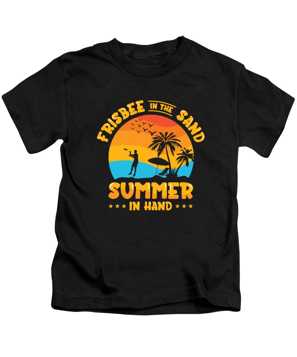 Frisbee Kids T-Shirt featuring the digital art Frisbee Tropical Summer Vacation Flying Disc Sport #2 by Toms Tee Store