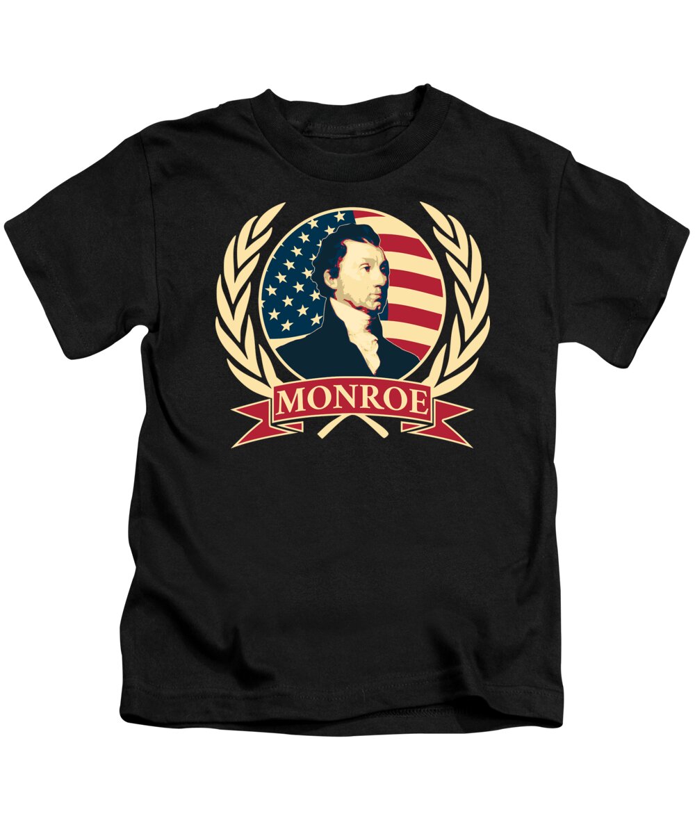 James Kids T-Shirt featuring the digital art James Monroe #2 by Megan Miller