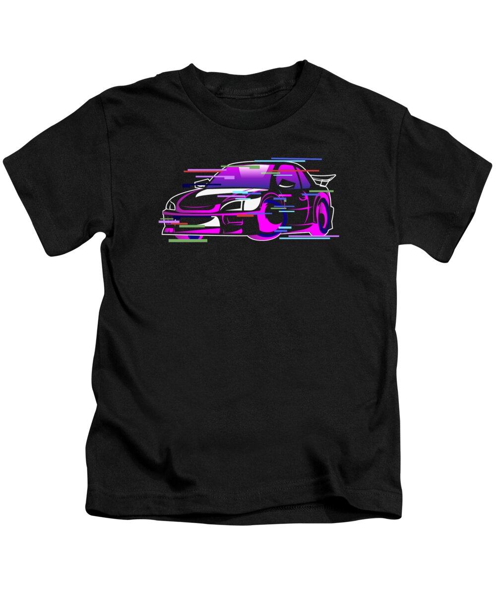 Jdm Kids T-Shirt featuring the digital art JDM Tuning Car Racing Glitch Effect #2 by Toms Tee Store