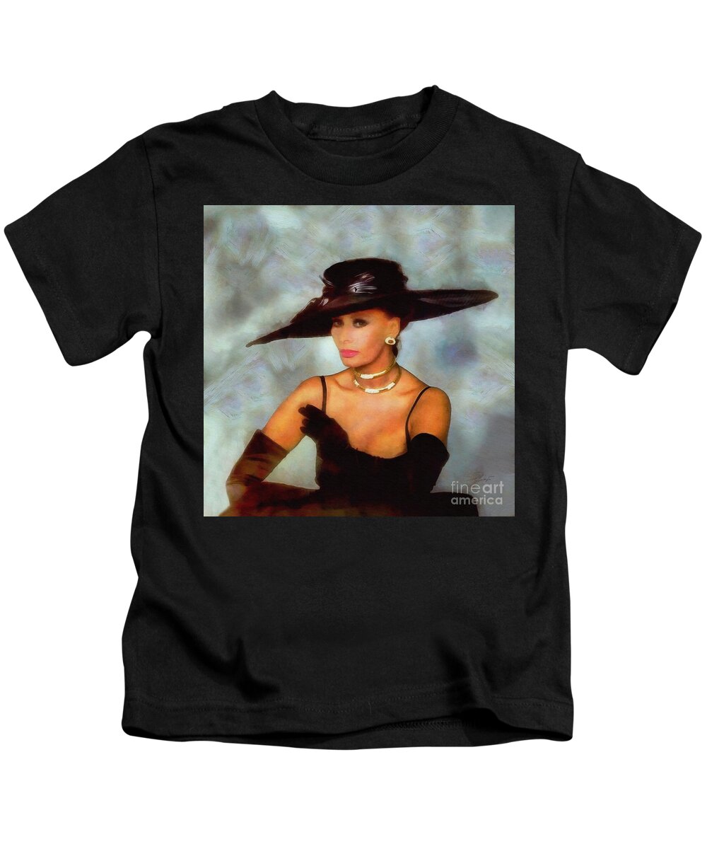 Sophia Loren Kids T-Shirt featuring the digital art Sophia Loren #2 by Jerzy Czyz