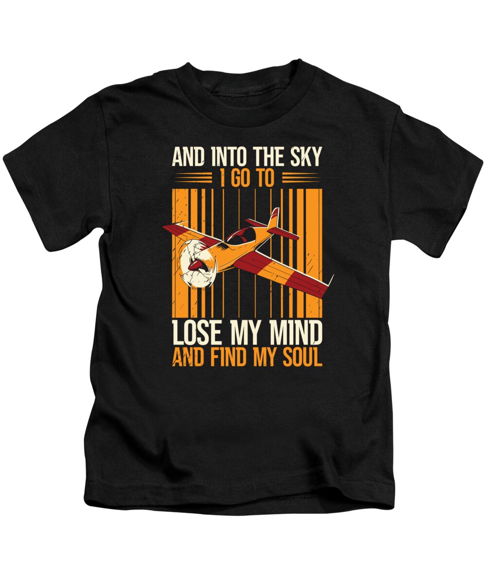 Pilot Kids T-Shirt featuring the digital art And Into The Sky Pilot Flying Airplane Flight Plane Aviation #3 by Toms Tee Store