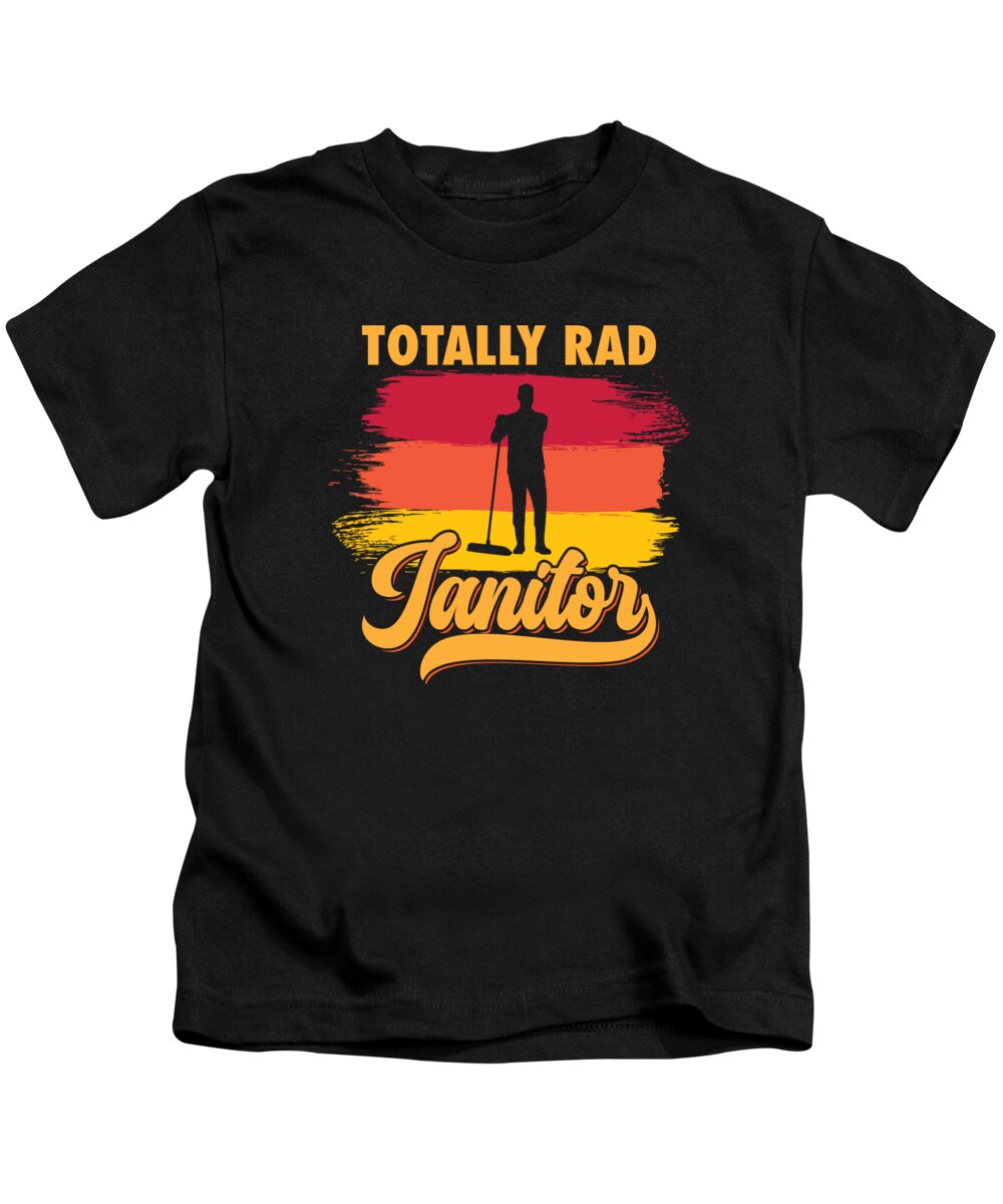 Janitor Kids T-Shirt featuring the digital art Janitor Rad Custodian Awesome Vintage #3 by Toms Tee Store