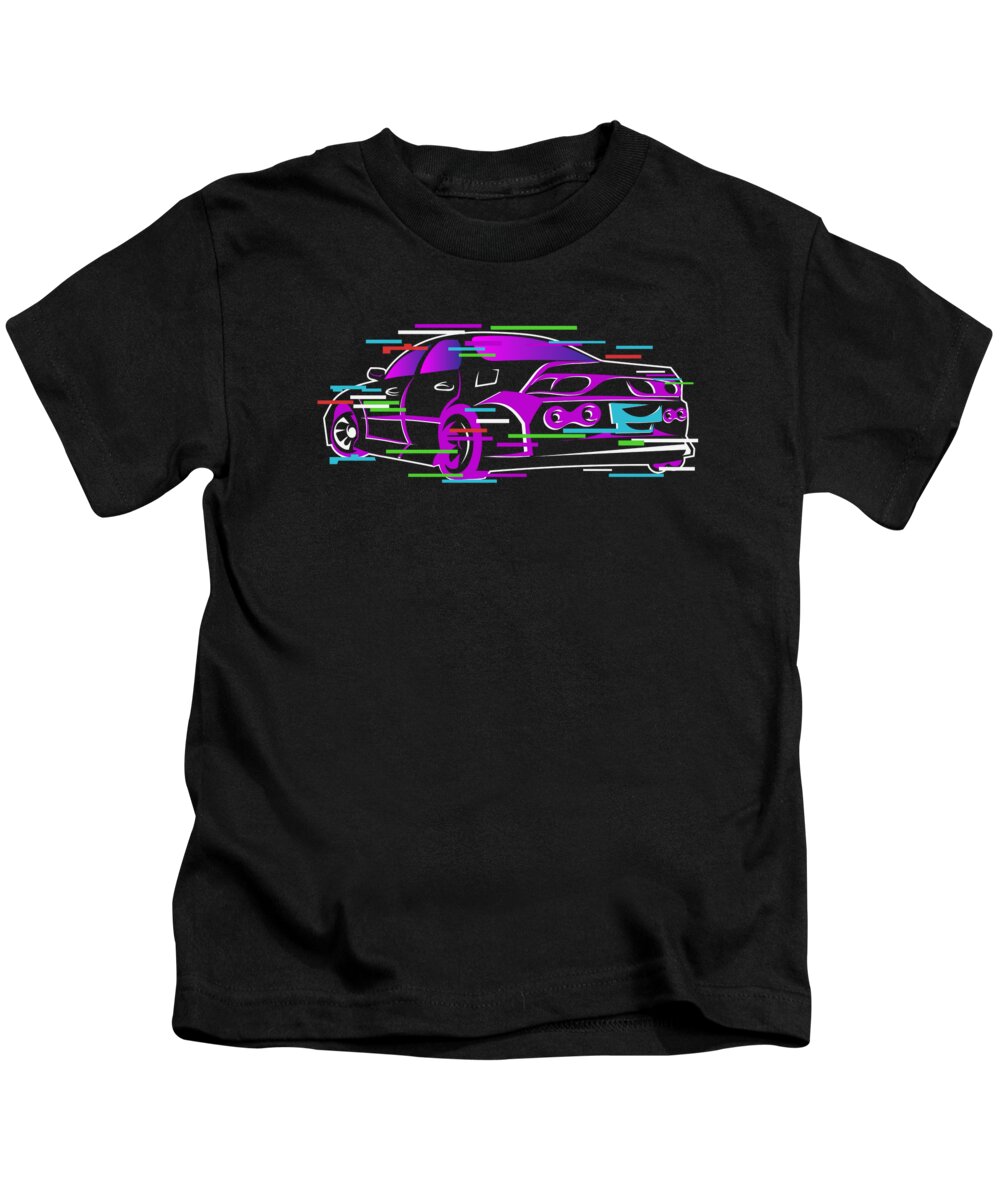 Jdm Kids T-Shirt featuring the digital art JDM Tuning Car Racing Glitch Effect #3 by Toms Tee Store