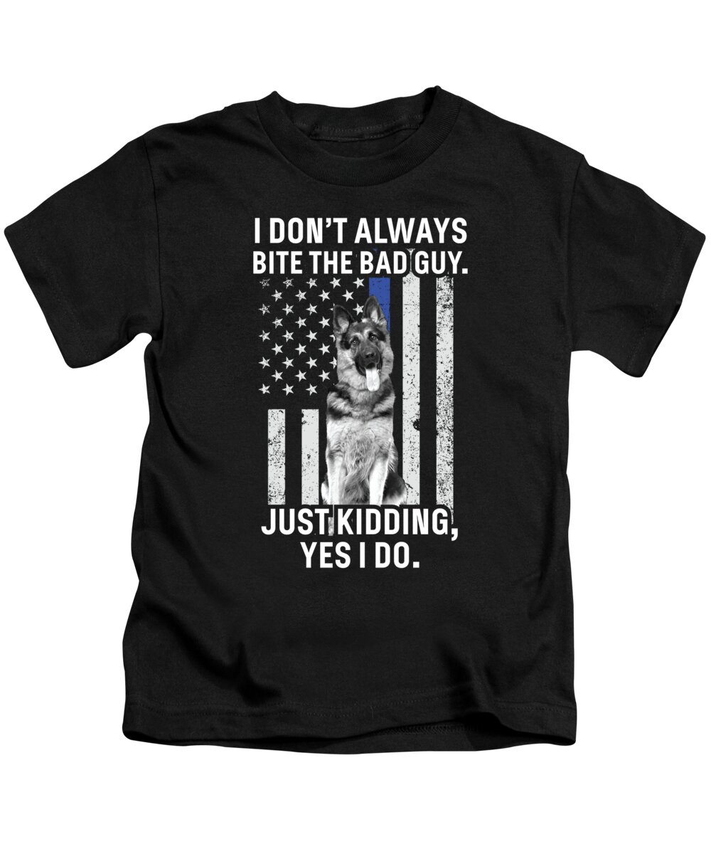 Sheriff Kids T-Shirt featuring the digital art K9 Dog Police Officer American Flag Apparel USA Thin Blue Line Gift by Michael S