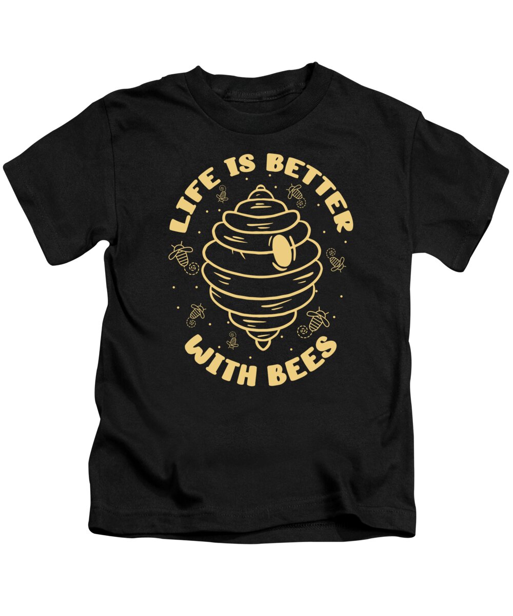 Beekeeper Kids T-Shirt featuring the digital art Beekeeper Bees Insects Flowers Bee Lover Plants #4 by Toms Tee Store