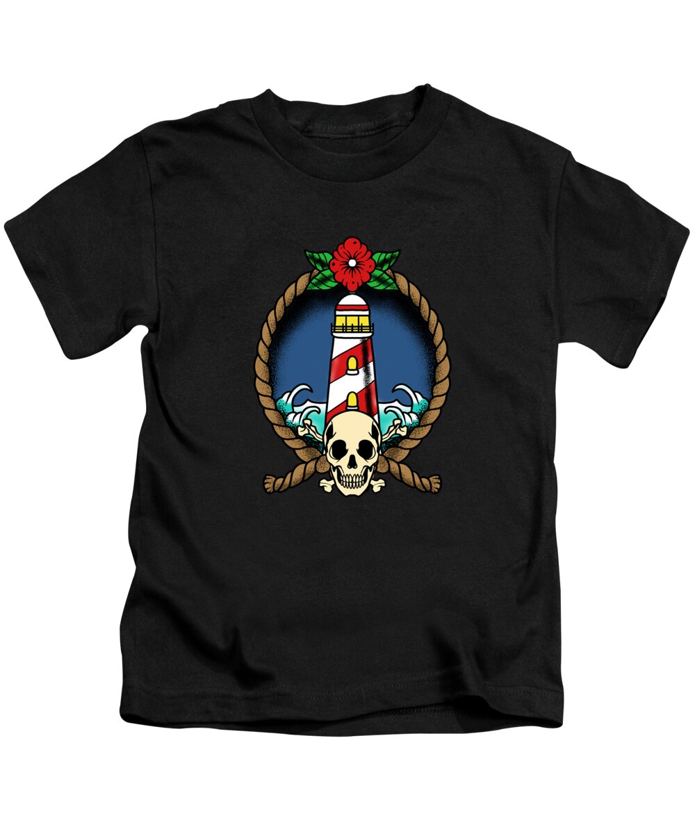 Lighthouse Kids T-Shirt featuring the digital art Lighthouses #4 by Mercoat UG Haftungsbeschraenkt