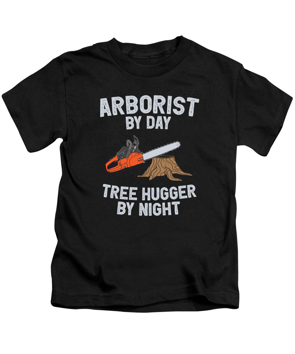 Arborist Kids T-Shirt featuring the digital art Arborist Tree Cutter Chainsaw Lumberjack #5 by Toms Tee Store