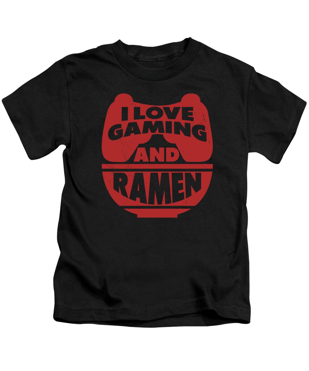 Ramen Lover Kids T-Shirt featuring the digital art Ramen Lover Gamer Video Games Ramen Bowl #5 by Toms Tee Store