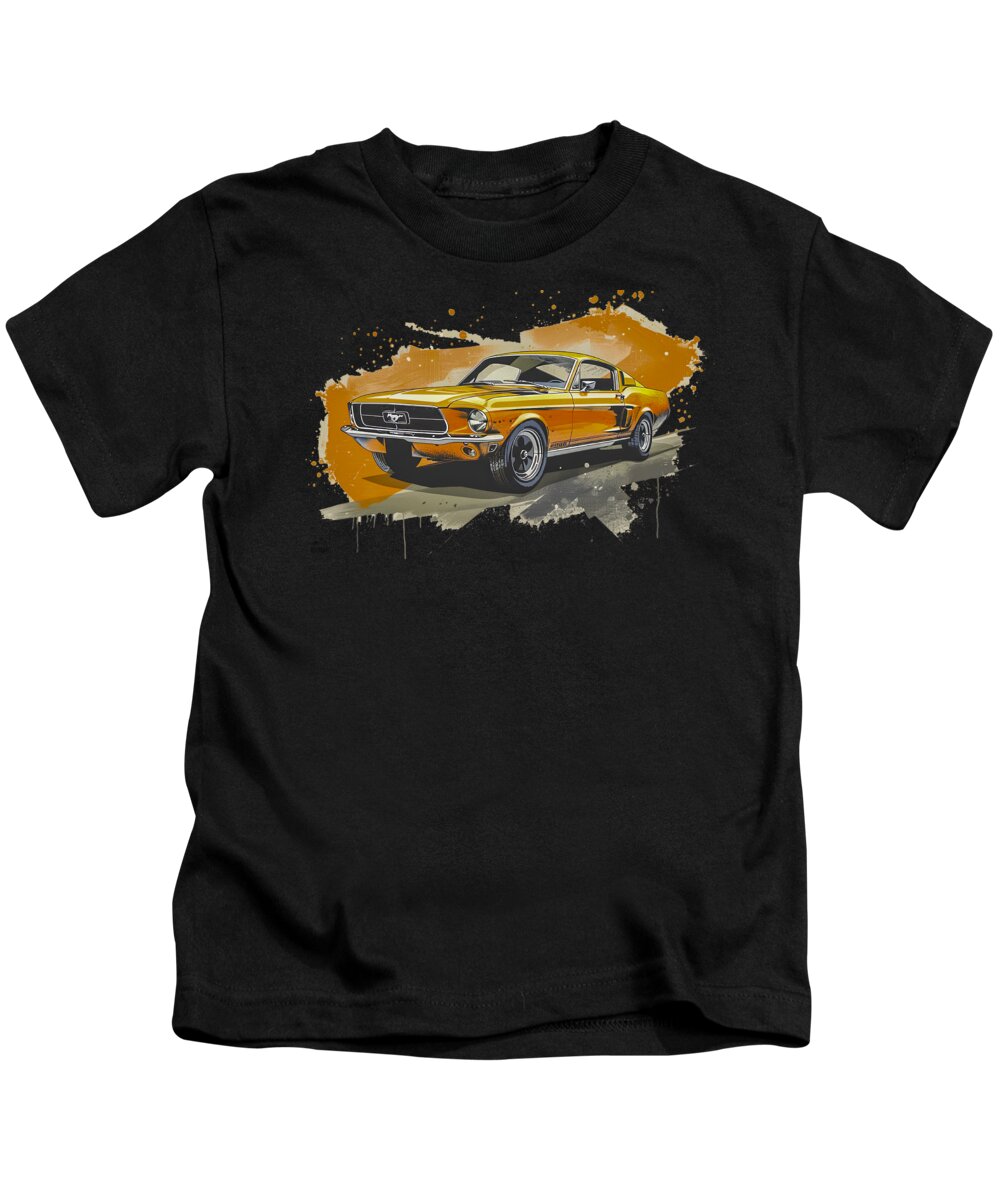 Ford Mustang Kids T-Shirt featuring the digital art 60s Mustang Fastback t-shirt by Bill Posner