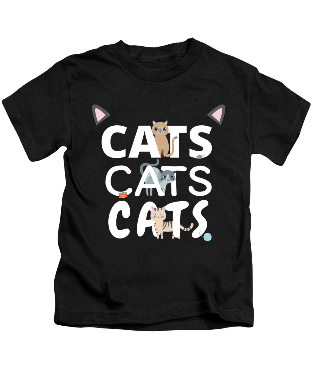 Kitten Kids T-Shirt featuring the digital art Cats Cats Cats Kitten Kitty Cat Pet Feline Gift #7 by Mister Tee