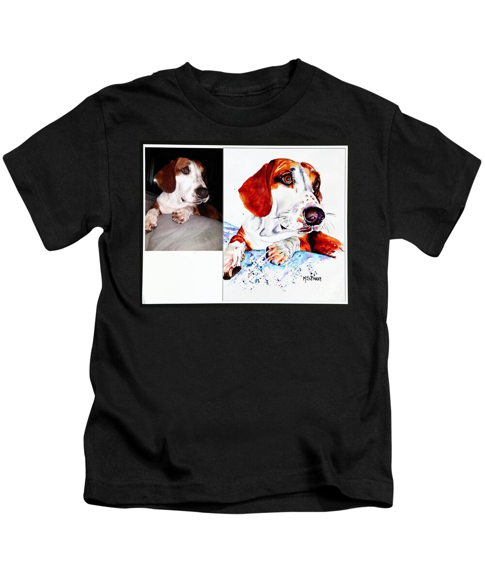  Kids T-Shirt featuring the painting Pet Portrait Commission #9 by Maria Barry