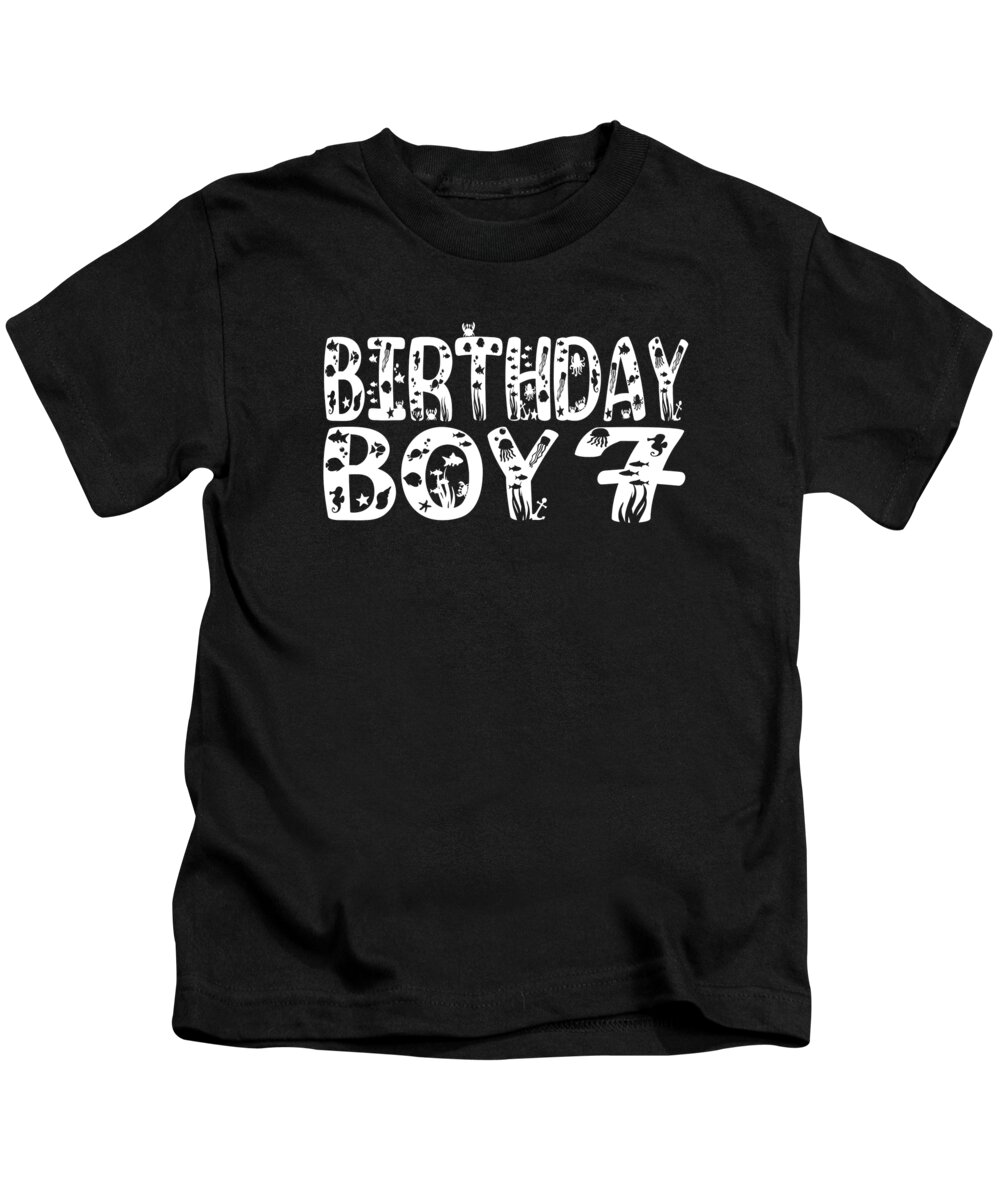 7th Birthday Boy 7 Years Old Fishing Lover Theme Party design Kids T-Shirt  by Art Grabitees - Pixels