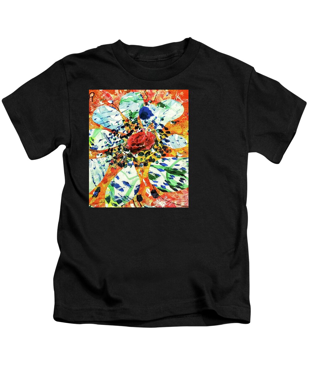 Abstract Kids T-Shirt featuring the painting Untitled #9 by Karen Lillard