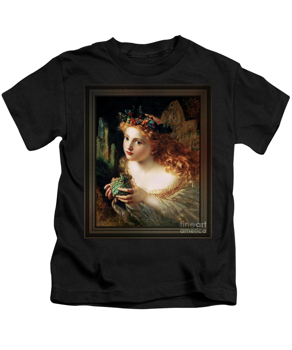 Fairy Kids T-Shirt featuring the painting A Fairy Is Made Of Most Beautiful Things by Sophie Gengembre Anderson by Xzendor7