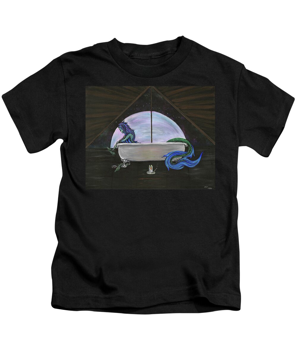 Mermaid Kids T-Shirt featuring the painting A Fish out of Water by Megan Thompson