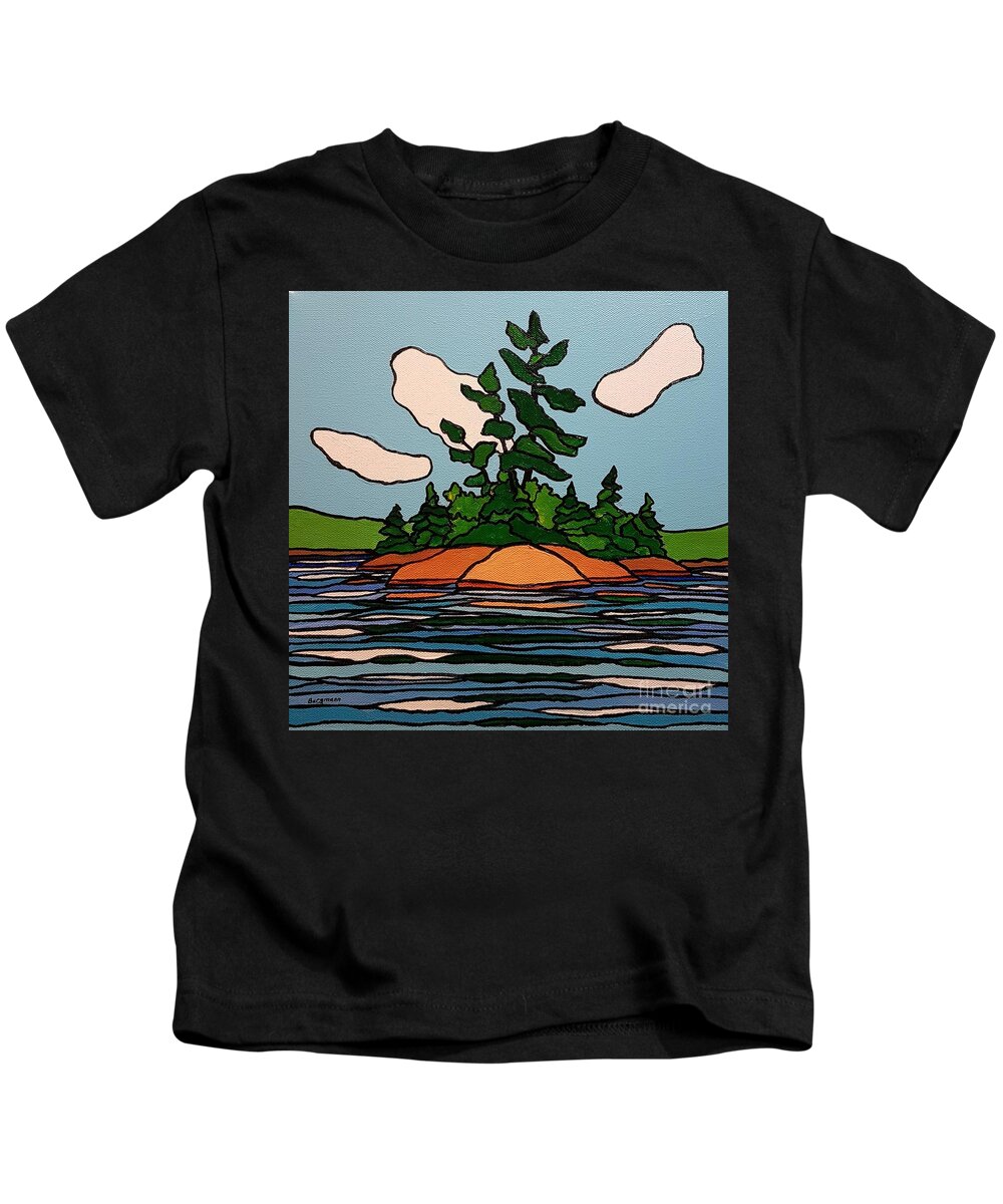 Landscape Kids T-Shirt featuring the painting A Place to Rest by Petra Burgmann