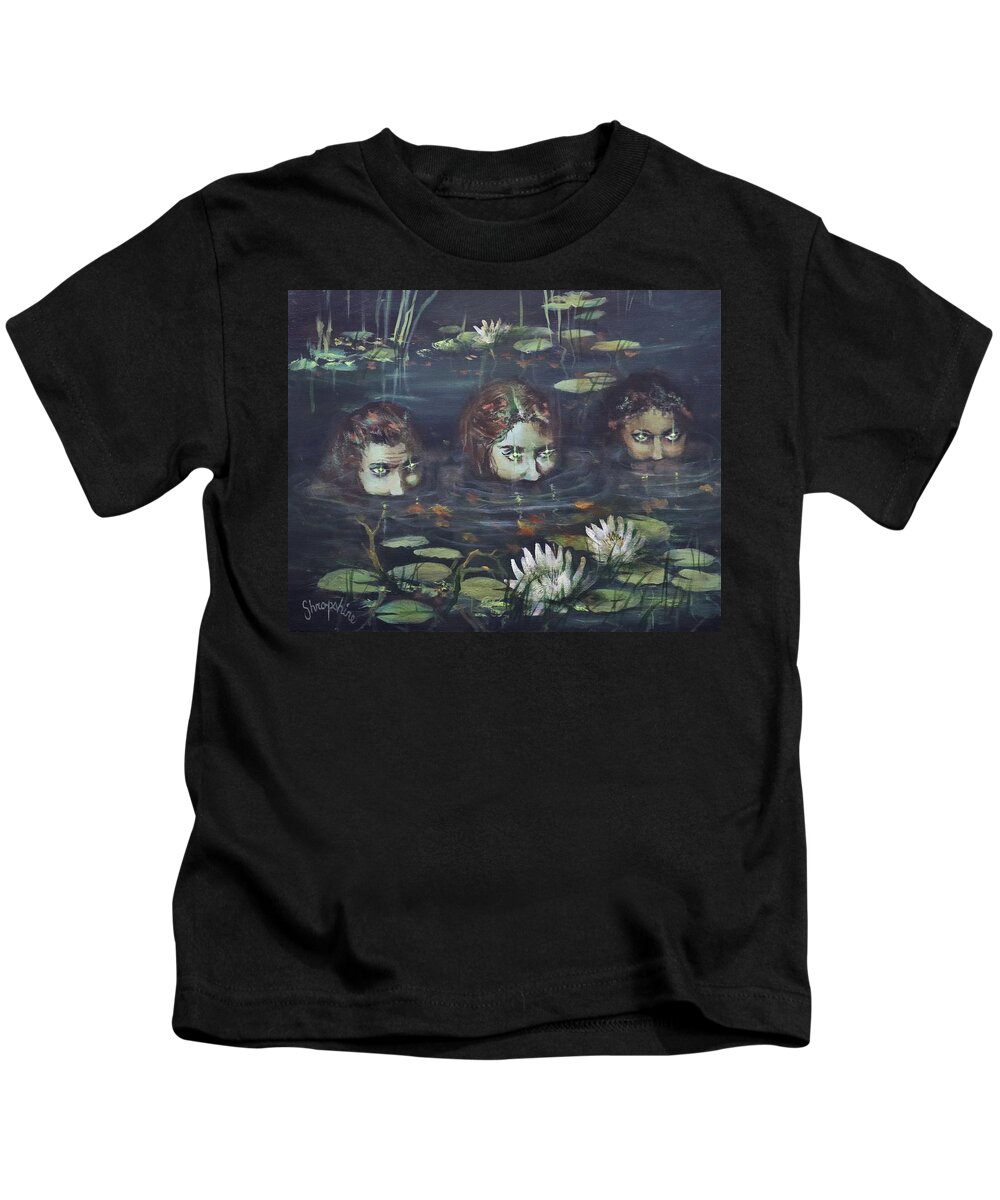  Halloween Kids T-Shirt featuring the painting A Trio of Witches by Tom Shropshire